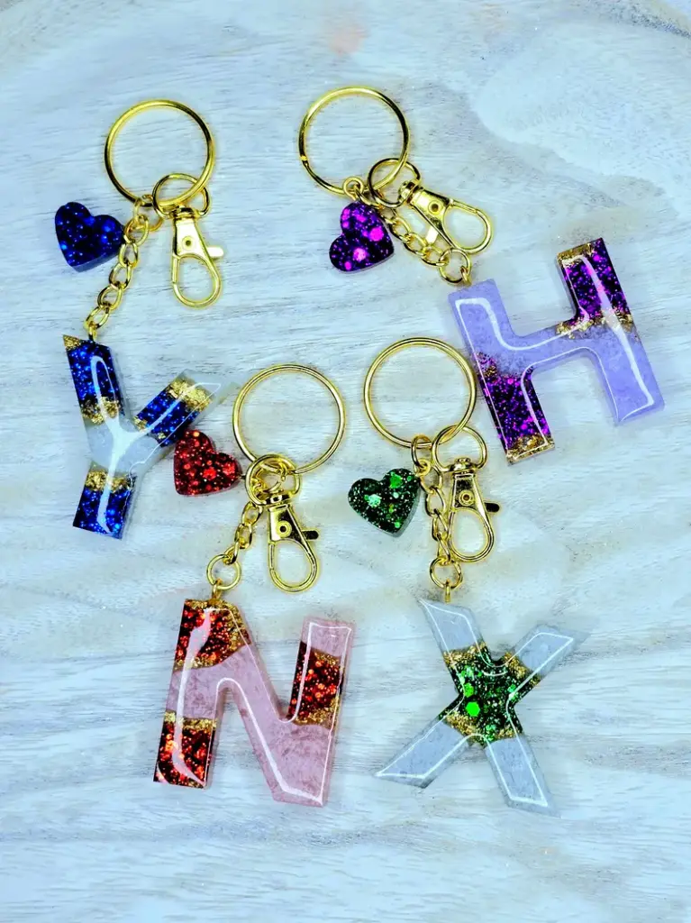 Custom Glitter Resin Keychain Letters | Personalized Initial Keychain | Unique Sparkling Gifts | Gift for Her | Christmas Gift| Holiday Gift
